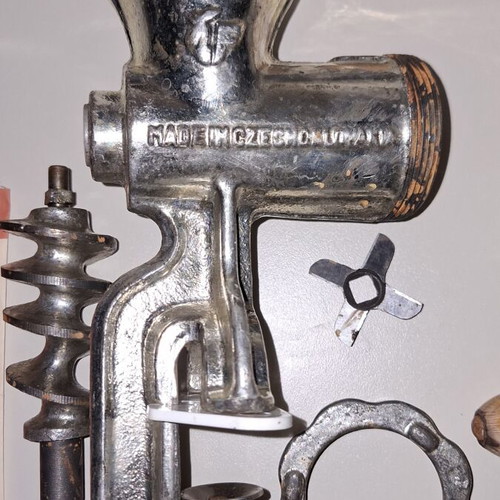 Manual Meat Grinder used with all parts, some oxidation