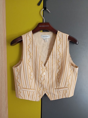 Zara vintage vest S/M, like new, cream gold