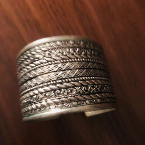 Silver wide boho bracelet