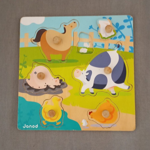 Janod wooden puzzle toy used, Montessori