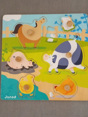 Janod wooden puzzle toy used, Montessori