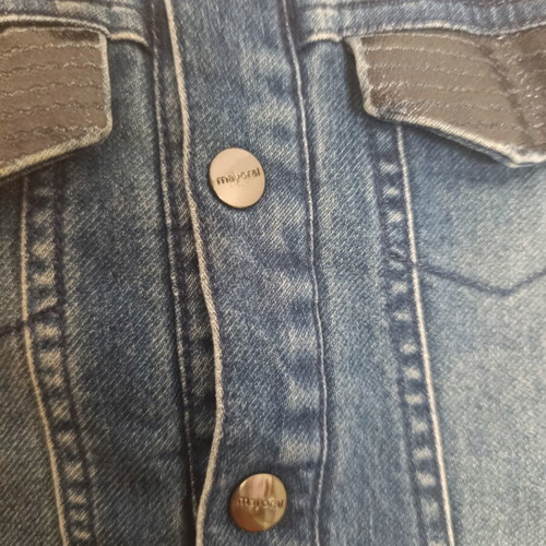 Mayoral denim jacket for girls used, size 2 years, blue with leather details