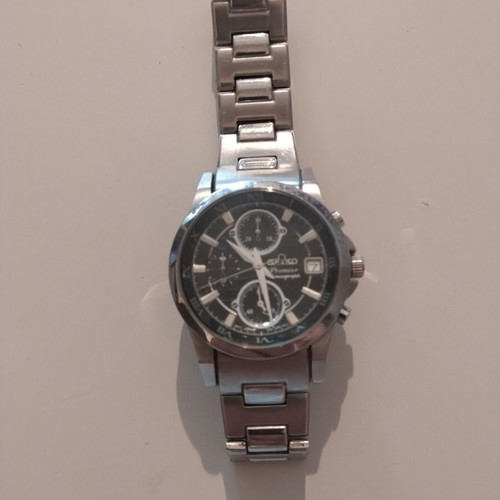 Seiko Premier Chronograph men's wristwatch used, silver