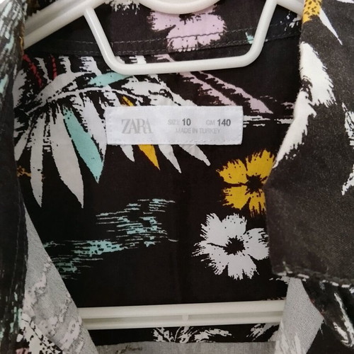 Zara Kids Summer Shirt Black with Pattern Like New
