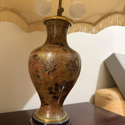 Vintage table lamp with ceramic base and fabric lampshade like new