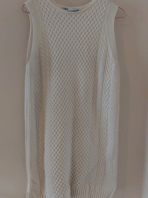 Knitted sleeveless midi dress Zara used, white, size S