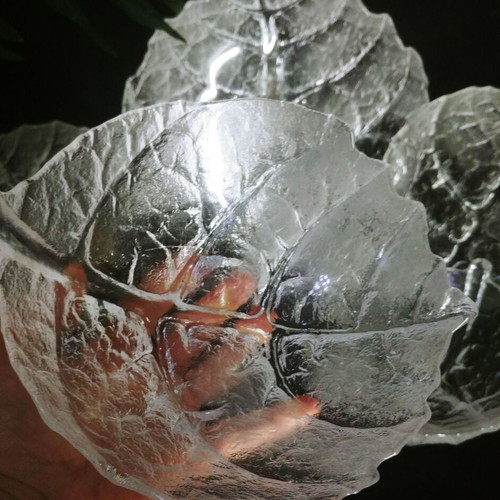 Maleras/Royal Krona Leaf 5-piece set handmade lead crystal plates Mats Jonasson