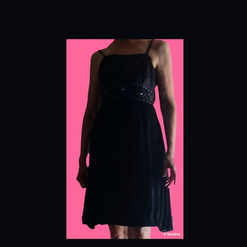 Black evening dress like new, size S with embroidered rhinestones