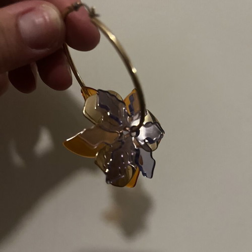 Parfois gold hoop earrings with multicolor flower charms