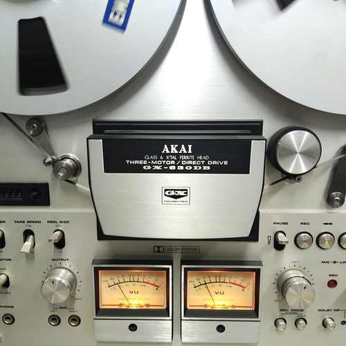Akai GX-630DB reel-to-reel tape recorder used with original manual and NAB adapters