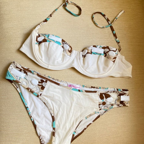 Blumarine bikini used, size large, white and turquoise