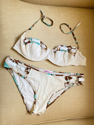 Blumarine bikini used, size large, white and turquoise