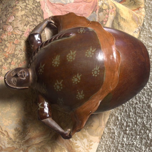 Ceramic vase with Peruvian dancer used, handmade