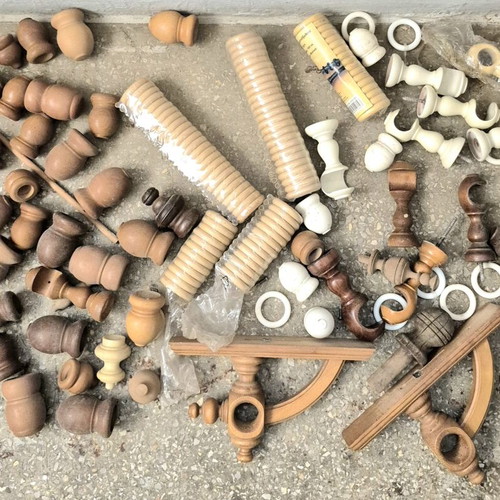 Curtain accessories large set, wood plastic metal