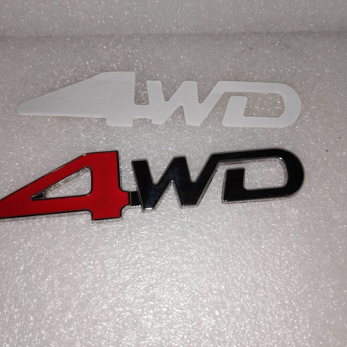 Μεταλλικό σήμα αυτοκινήτου 4WD, 3D ασημί και κόκκινο
