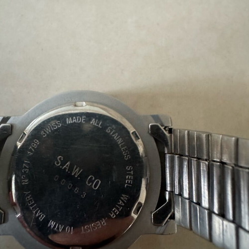 Swiss Army S.A.W CO 00063 watch used, silver, battery replacement needed