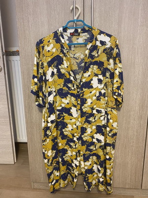 KIKI printed shirt dress, size L EU 48, blue and yellow