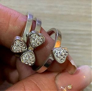 δαχτυλίδι τριπλό Folli Follie ασημένιο 925 φοριούνται κ ξεχωριστά