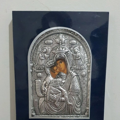 Virgin Mary Brephokratousa Axion Esti icon made of cast metal new