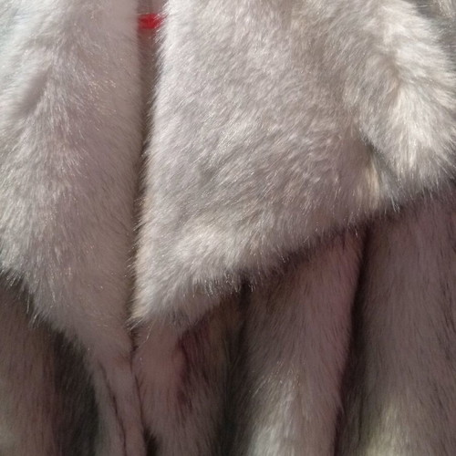Fur coat new, eco-friendly, synthetic, one size, white with black patterns