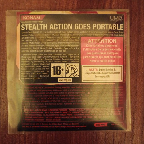 Metal Gear Solid Portable OPS game used, collectible disc for press