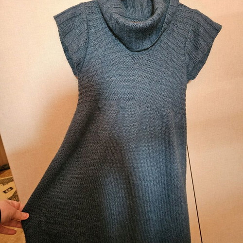 Mohair and wool blouse dress used, size M, blue-green