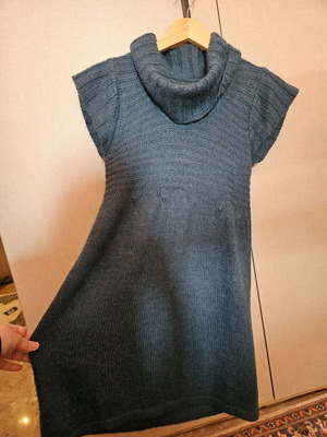 Μπλουζοφόρεμα μοχέρ και μαλλί μεταχειρισμένο, μέγεθος M, μπλε-πράσινο