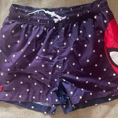 Marvel Spiderman swim shorts used, blue, size 9-10, 140 cm
