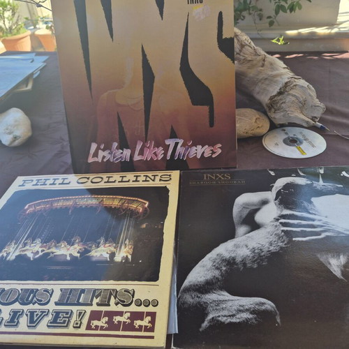 Phil Collins and INXS vinyl records set used, 3 LPs