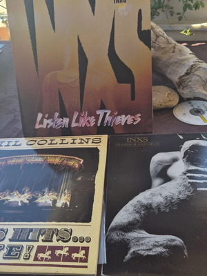 Phil Collins and INXS vinyl records set used, 3 LPs