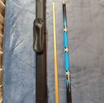 Pool cue with metal tip and case