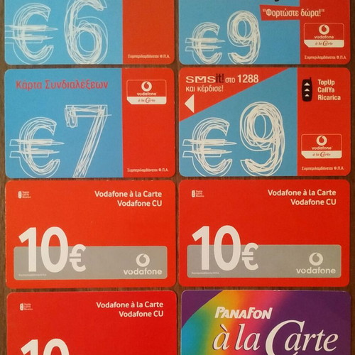 Phone cards used, set of 46 with various Greek telecom brands