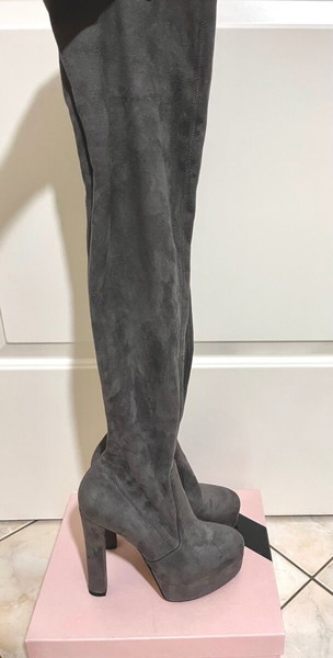 Sante Grey Suede Over The Knee Boots 38