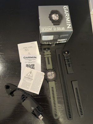 Garmin Descent G1 Solar dive computer and smartwatch, full set