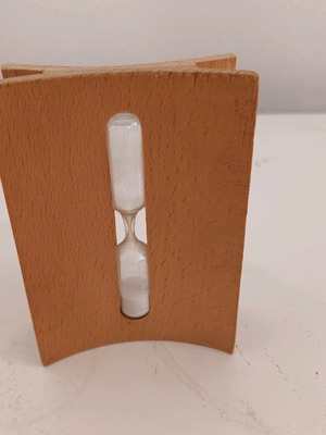Wooden hourglass used, 10 cm height
