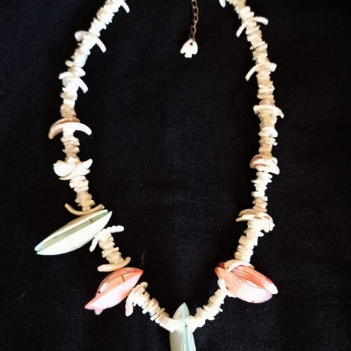 Boho summer necklace made of natural shells 45cm + 5cm extension