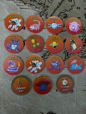 Автентични Pokemon тагове употребявани, комплект от 15 броя