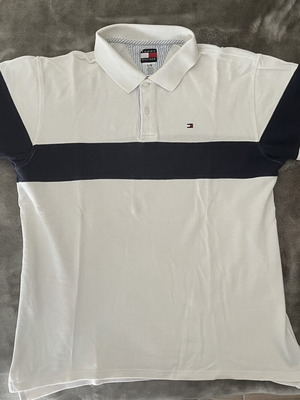 Tommy Hilfiger polo shirt used, size L, white and blue