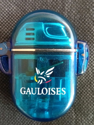 Gauloises lighter used, collectible blue plastic