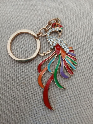 Μπρελόκ κλειδιών με στρας και παγώνι, σαν καινούργιο, πολύχρωμο