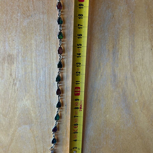 Bracelet with abalone shell inlays like new, silvertone leaf design