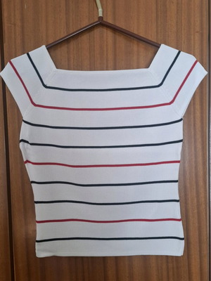 RAXEVSKY Short-Sleeve Striped Blouse like new XS/S