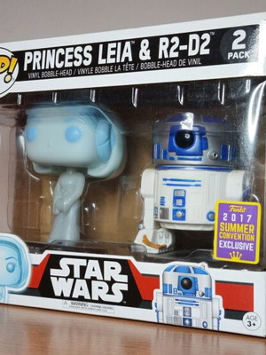 Funko Pop! Princess Leia & R2-D2 2-Pack 2017 SC Exclusive like new