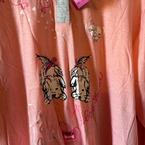 Pajama top new, gray and pink, size XXL