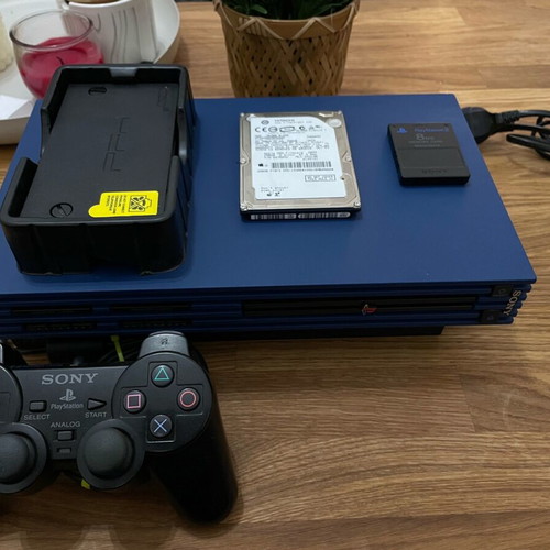 PlayStation 2 (PS2) FAT custom διχρωμία μπλε/μαύρο σαν καινούργιο με HDD 250GB