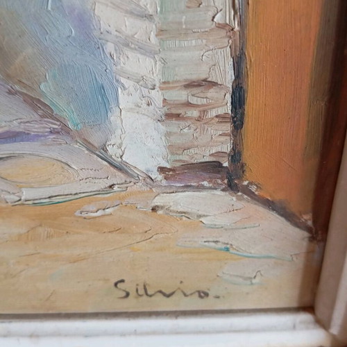 Painting oil painting refurbished with street scene