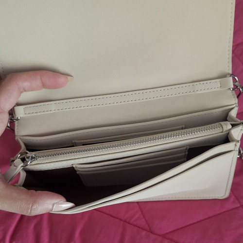 Crossbody bag-wallet new, beige, many compartments