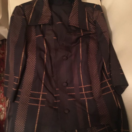 Brown women's fabric set handmade, size L, new, retro