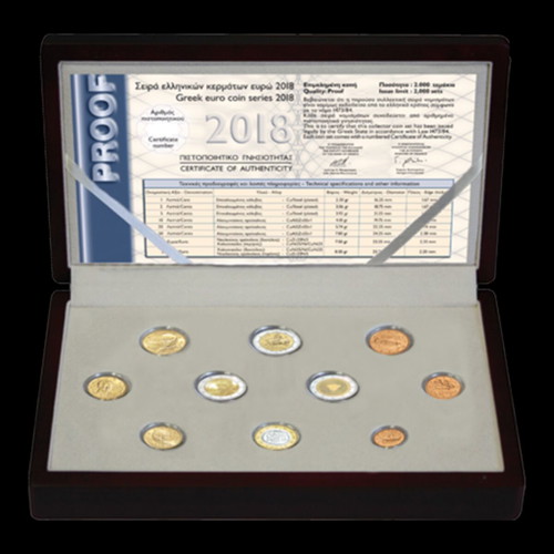Wooden case with commemorative 2018 circulation coins new