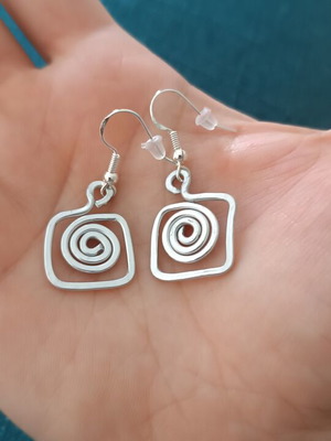 Silver Handmade Earrings from Aluminum Wire, New